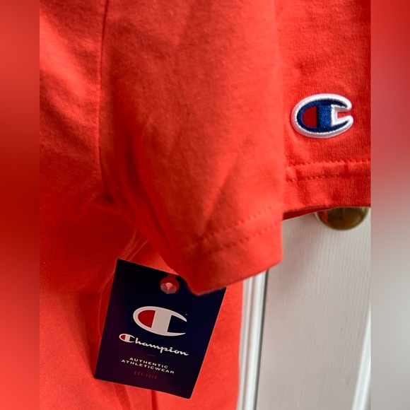 CHAMPION Short-Sleeve Orange Logo Tee, Sz 1X-2X - Picture 2 of 6